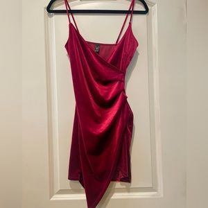 Velvet Red Surplice Mini Dress